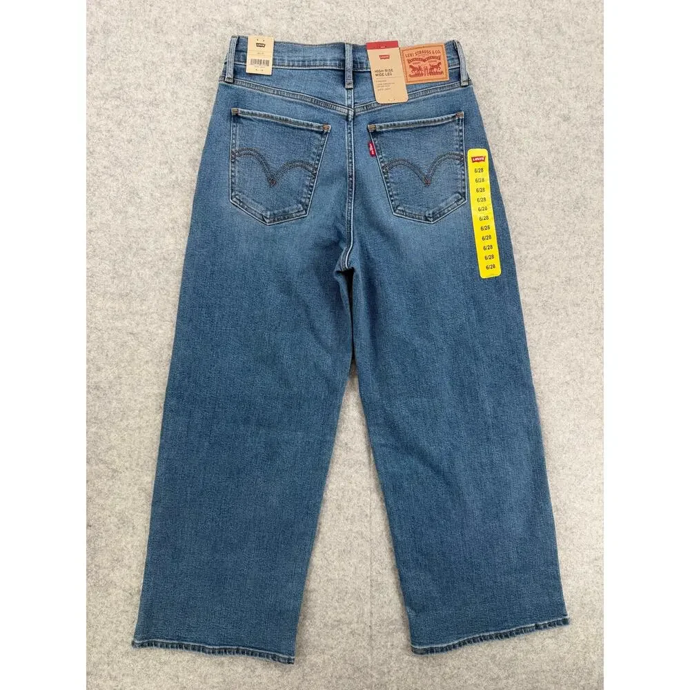 NWT Levi's Blue High-Rise Wide-Leg Jeans Size 28